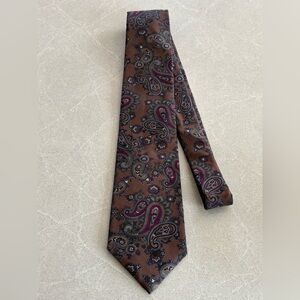 Bay Club Men’s Paisley Brown Vintage 100% Silk Tie